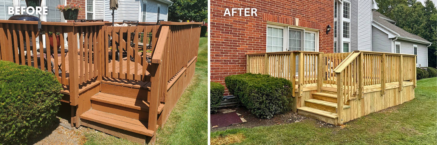 before and after wooden deck